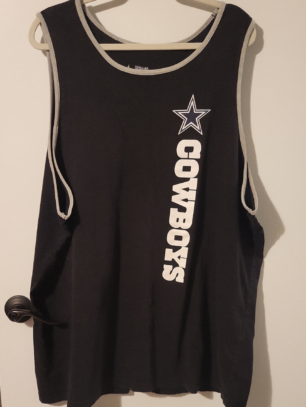 NFL Dallas Cowboys Black Tank with White Team Star and Vertical Logo